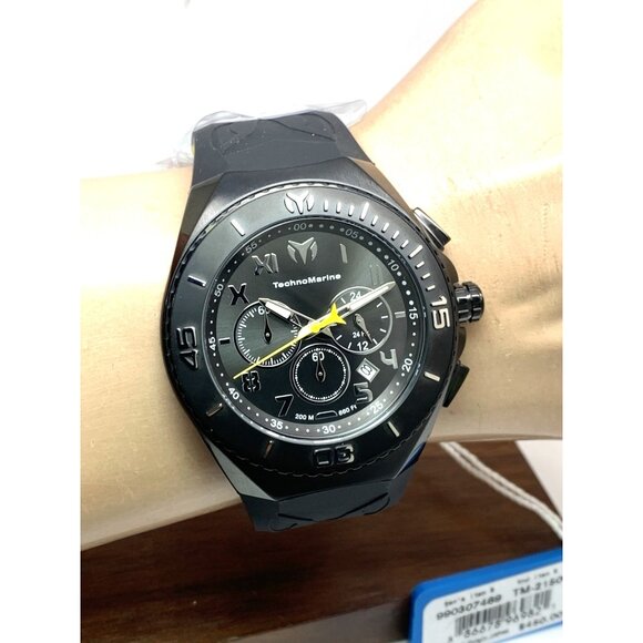 Technomarine Men's Watch TM-215069 Manta Chronograph Quartz Black Yellow Rubber - Picture 12 of 15